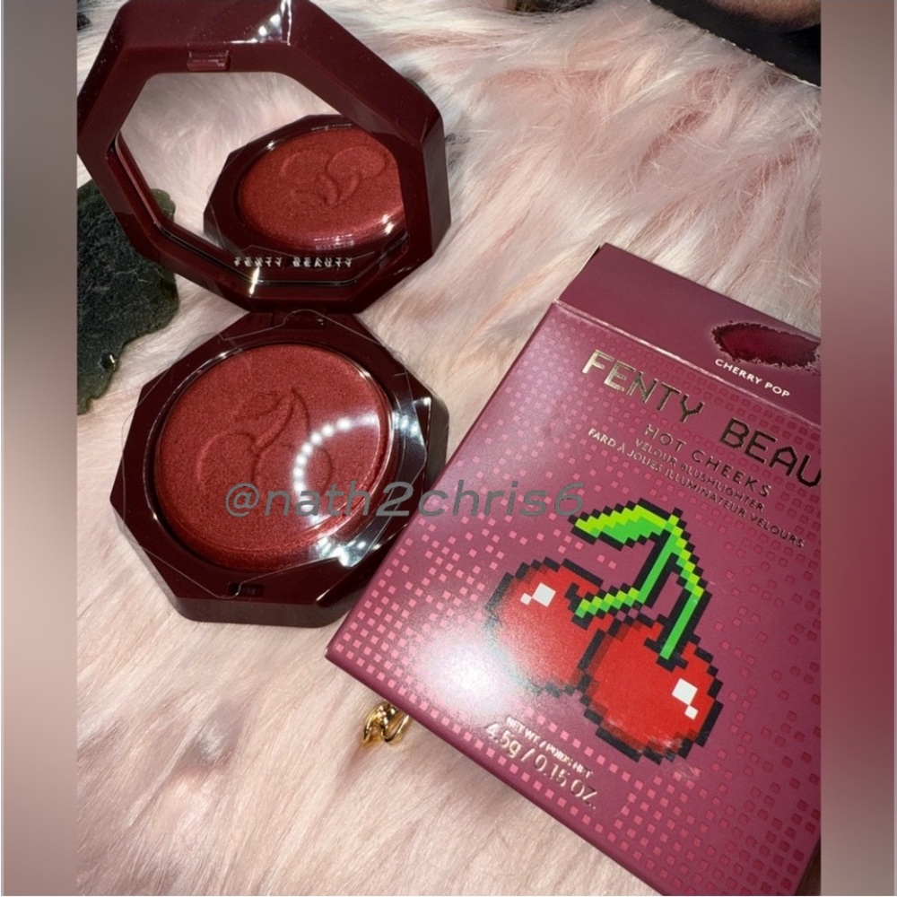 2 Fenty HOT CHEEKS VELOUR BLUSHLIGHTERS - Cherry Pie’d & Cherry Pop NIB Lmt. Ed. - Picture 7 of 12
